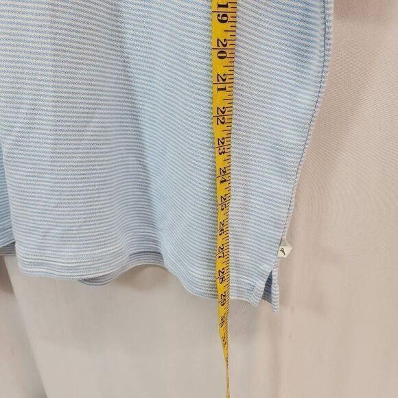 Tommy Bahama Size Large Blue and White Striped Polo Men's Shirt V - Picture 4 of 6